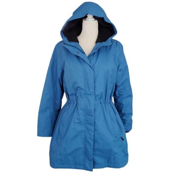 L.L. Bean‎ Flecce Nylon Lined Zip/Snap Closure Blue Hoodie Winter Coat Parka XL - Picture 1 of 12
